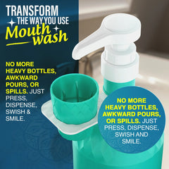 Mouthwash Dispenser Pump and Cup Holder for 16oz & 1L - Professional